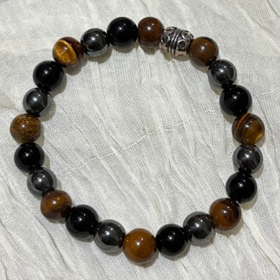 Tiger Eye Obsidian Hematite Bracelet