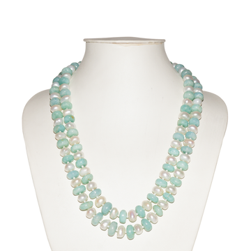 Amikaa's Pick: Double Line White & Sea Green Necklace